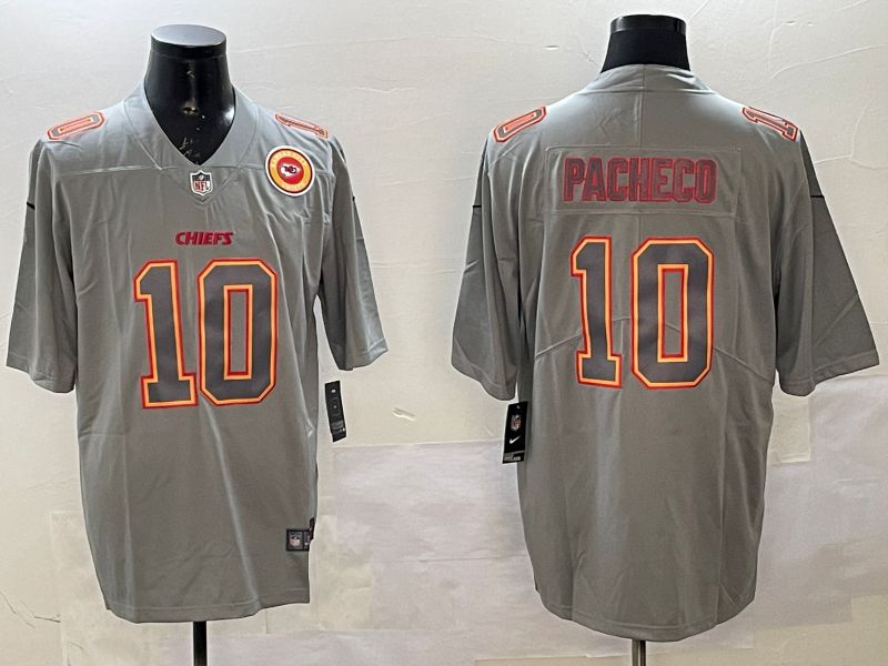 Men Kansas City Chiefs 10 Pacheco Grey 2025 Nike Vapor Limited NFL Jersey style 2103